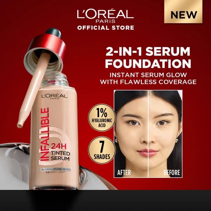 cara memilih warna foundation L'Oréal Paris Infallible 24H Tinted Serum Foundation