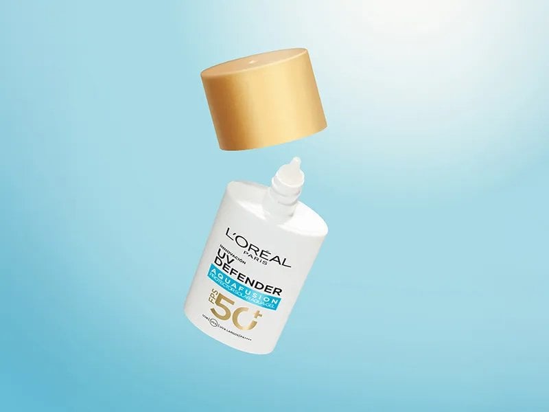 foto produk L’Oréal UV Defender Aquafusion sunscreen tanpa white cast